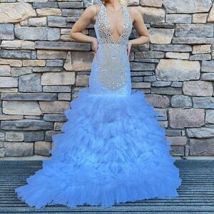 White Sequined Prom Dress